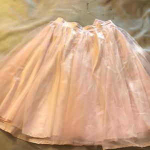 Blush pink tulle big bow midi high waisted skirt